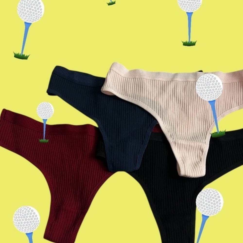 Low Rise Ribbed Cotton Thongs - Pink, Black, Blue and Red NWOT